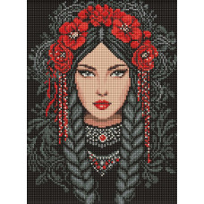 AMO8217 Ideyka Алмазна мозаїка - Незламна українка 30х40 см (круглі, на підрамнику, АМО-8217) ©art_selena_ua
