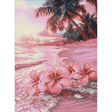 AMO8222 Ideyka Алмазна мозаїка - Рожевий пляж 30х40 см (круглі, на підрамнику, АМО-8222) ©art_selena_ua