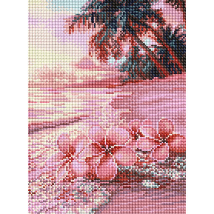 AMO8222 Ideyka Алмазна мозаїка - Рожевий пляж 30х40 см (круглі, на підрамнику, АМО-8222) ©art_selena_ua