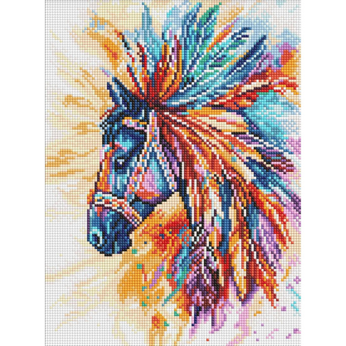 AMO8236 Ideyka Алмазна мозаїка - Яскравий кінь 30х40 см (круглі, на підрамнику, АМО-8236) ©art_selena_ua