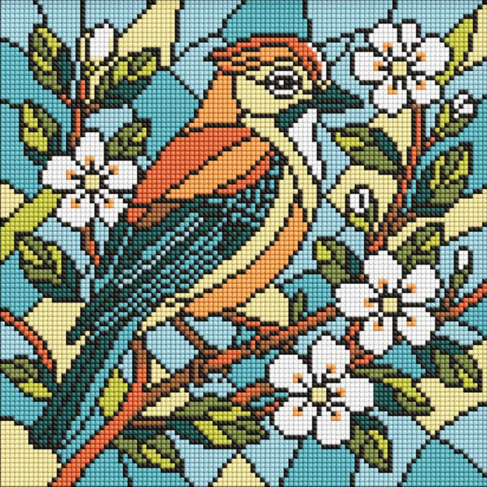 AMO8317 Ideyka Алмазна мозаїка - Вітраж. Сойка 30х30 см (круглі, на підрамнику, АМО-8317) art_selena_ua