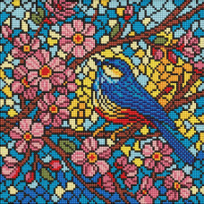 AMO8326 Ideyka Алмазна мозаїка - Вітраж. Синиця 30х30 см (круглі, на підрамнику, АМО-8326) ©art_selena_ua