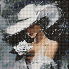 AMO8329 Ideyka Алмазна мозаїка - Біла троянда 40х40 см (круглі, на підрамнику, АМО-8329) ©art_selena_ua