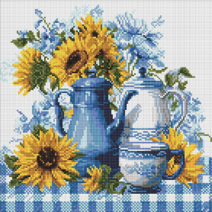 AMO8342 Ideyka Алмазна мозаїка - Сонячна кава 40х40 см (круглі, на підрамнику, АМО-8342) ©art_selena_ua