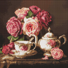 AMO8344 Ideyka Алмазна мозаїка - Троянди в темряві 40х40 см (круглі, на підрамнику, АМО-8344) ©art_selena_ua