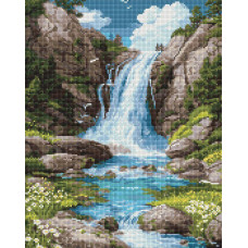 AMO8355 Ideyka Алмазна мозаїка - Шум води й спокій 40х50 см (круглі, на підрамнику, АМО-8355) ©art_selena_ua