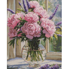 AMO8361 Ideyka Алмазна мозаїка - Нюдова ніжність у вазі 40х50 см (круглі, на підрамнику, АМО-8361) ©art_selena_ua