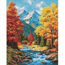 AMO8362 Ideyka Алмазна мозаїка - Осінній подих лісу 40х50 см (круглі, на підрамнику, АМО-8362) ©art_selena_ua