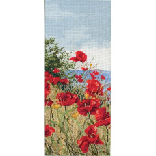 APC416 Anchor Набір для вишивки рахунковим хрестиком - Маки Cliff Top Poppies View 28x12,5 см, Aida 16