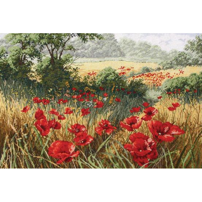 APC935 Anchor Набір для вишивки рахунковим хрестиком - Маки Host of Poppies 29x42 см, Aida 16