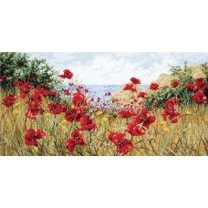 APC940 Anchor Набір для вишивки рахунковим хрестиком - Маки біля моря Clifftop Poppies 36x45 см, Aida 16