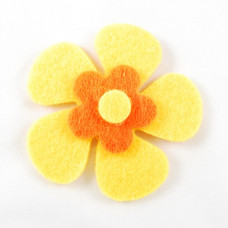 Аплікація квітка з фетру, жовтий з помаранчевої серединкою