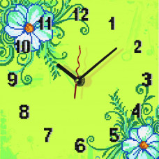 ВТ 1523 Годинник Ромашки (лимонний фон). Повна скриня. Схема для вишивання бісером