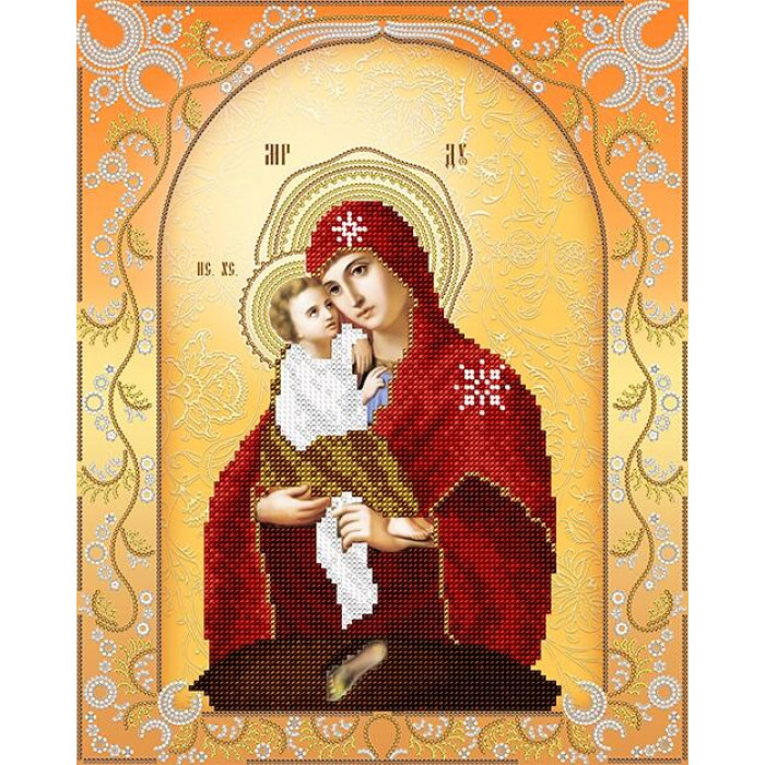 АС3-021 Почаївська ікона Божої Матері (золото). А-строчка. Схема на тканині для вишивання бісером