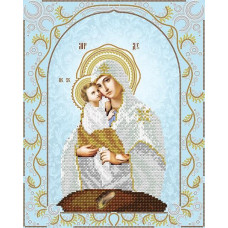 АС3-025 Почаївська ікона Божої Матері (срібло). А-строчка. Схема на тканині для вишивання бісером