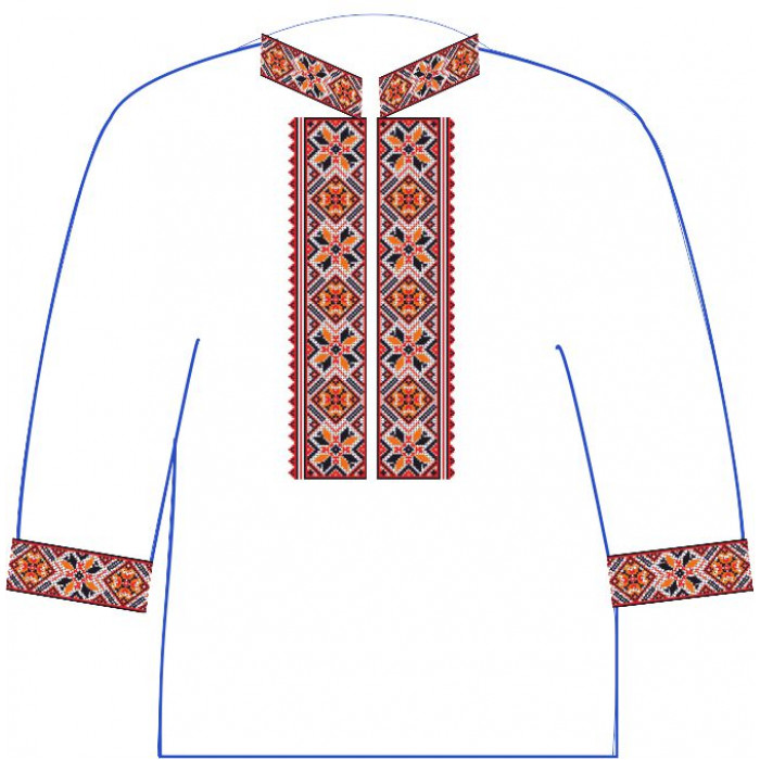АСД-11Аг Чоловіча сорочка (габардин). Rainbow beads. Заготовка для вишивки нитками або бісером
