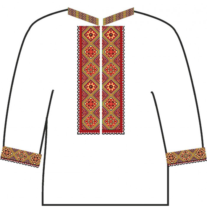 АСД-18Ад Чоловіча сорочка (домоткане полотно). Rainbow beads. Заготовка для вишивки нитками або бісером