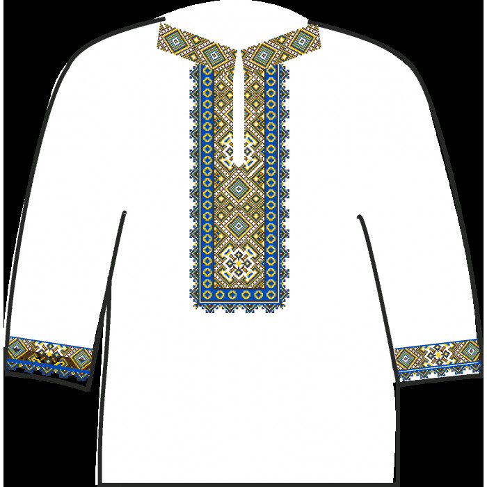 АСД-19Ад Чоловіча сорочка (домоткане полотно). Rainbow beads. Заготовка для вишивки нитками або бісером