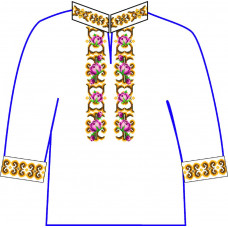 АСД-42Ад Чоловіча сорочка (домоткане полотно). Rainbow beads. Заготовка для вишивки нитками або бісером