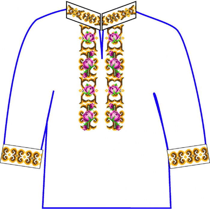АСД-42Ад Чоловіча сорочка (домоткане полотно). Rainbow beads. Заготовка для вишивки нитками або бісером
