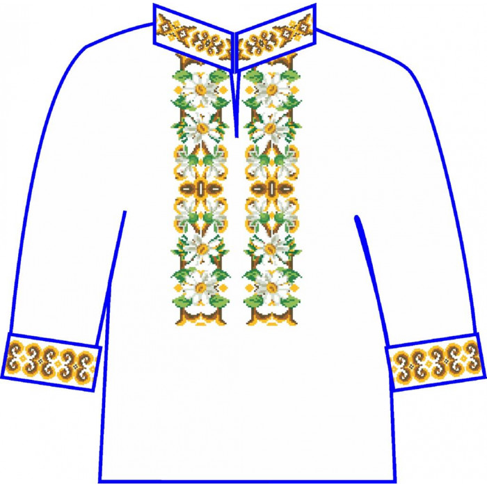 АСД-43Аа Чоловіча сорочка (атлас-коттон). Rainbow beads. Заготовка для вишивки нитками або бісером(Знятий з виробництва)