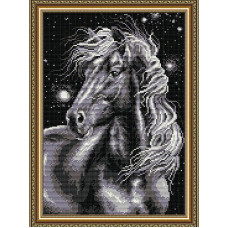 AT3017 Кінь чорний. ArtSolo. Набір алмазного живопису