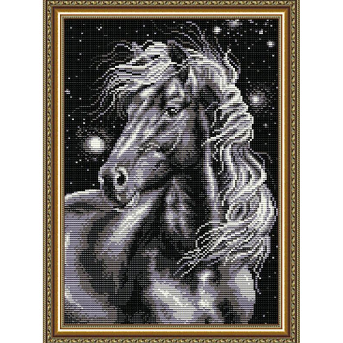AT3017 Кінь чорний. ArtSolo. Набір алмазного живопису