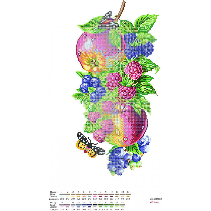 B-1188 Фрукти. Alisena. Схема для вишивки бісером на габардині