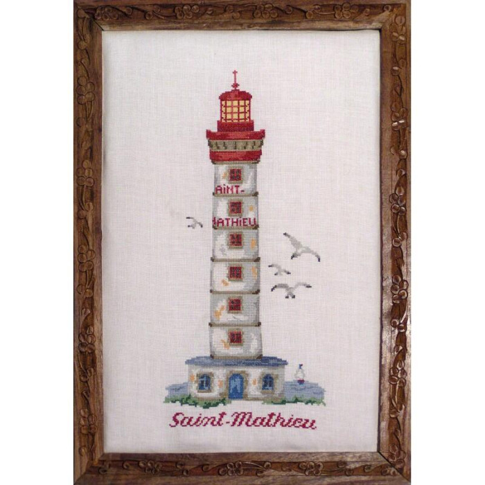 B01-C Lucas Creations Схема для вишивки рахунковим хрестиком - Маяк Сен-Матьє Phare de Saint-Mathieu 16x35 см, папір