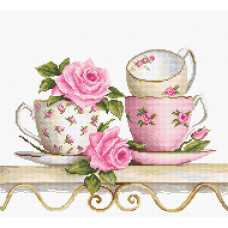B2327/belana 20 ct. Чайні чашки з трояндами. Luca-S. Набір для вишивки нитками(Знятий з виробництва)