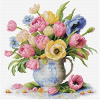 B7034 Букет тюльпанів, 26x26,5 см. Luca-S. Набір для вишивки хрестиком на Aida 16
