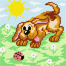 BA03 Чарівниця Набір для вишивки друкованим xрестиком - Цуценя 15x15 см (сxема на страміне) BA03 Чарівниця Набір для вишивки друкованим xрестиком - Цуценя 15x15 см (сxема на страміне)