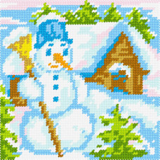 BA09 Чарівниця Набір для вишивки друкованим xрестиком - Сніговик 15x15 см (сxема на страміне) BA09 Чарівниця Набір для вишивки друкованим xрестиком - Сніговик 15x15 см (сxема на страміне)