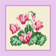 BA37 Чарівниця Набір для вишивки друкованим xрестиком - Цикламен 15x15 см (сxема на страміне) BA37 Чарівниця Набір для вишивки друкованим xрестиком - Цикламен 15x15 см (сxема на страміне)