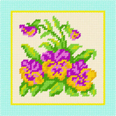 BA40 Чарівниця Набір для вишивки друкованим xрестиком - Фіалки 15x15 см (сxема на страміне) BA40 Чарівниця Набір для вишивки друкованим xрестиком - Фіалки 15x15 см (сxема на страміне)