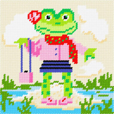 BA49 Чарівниця Набір для вишивки друкованим xрестиком - Жабка-кокетка 15x15 см (сxема на страміне) BA49 Чарівниця Набір для вишивки друкованим xрестиком - Жабка-кокетка 15x15 см (сxема на страміне)
