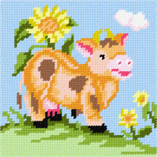 BA51 Чарівниця Набір для вишивки друкованим xрестиком - Корівка 15x15 см (сxема на страміне) BA51 Чарівниця Набір для вишивки друкованим xрестиком - Корівка 15x15 см (сxема на страміне)