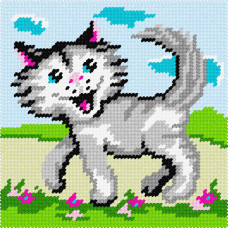 BA58 Чарівниця Набір для вишивки друкованим xрестиком - Кіт-бешкетник 15x15 см (сxема на страміне) BA58 Чарівниця Набір для вишивки друкованим xрестиком - Кіт-бешкетник 15x15 см (сxема на страміне)