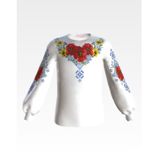 БД003пБ28нн Барвиста вишиванка Заготовка для вишивки - Блузка для дівчинки 1-3 роки, габардин, білий