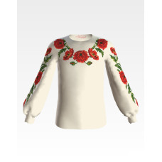 БД004кМ28нн Барвиста вишиванка Заготовка для вишивки - Блузка для дівчинки 1-3 роки, атлас-котон, бежевий