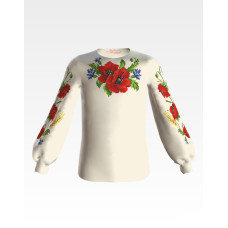 БД010дМ28нн Барвиста вишиванка Заготовка для вишивки - Блузка для дівчинки 1-3 роки, габардин, бежевий