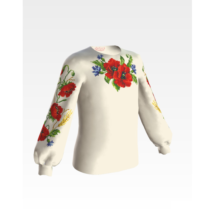 БД010шМ36нн Барвиста вишиванка Заготовка для вишивки - Блузка для дівчинки 8-10 років, шовк, бежевий