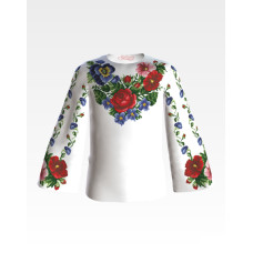 БД013пБ28нн Барвиста вишиванка Заготовка для вишивки - Блузка для дівчинки 1-3 роки, габардин, білий