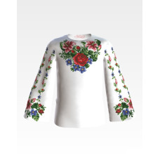 БД014пБ34нн Барвиста вишиванка Заготовка для вишивки - Блузка для дівчинки 4-7 років, габардин, білий