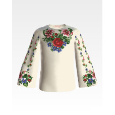 БД014шМ34нн Барвиста вишиванка Заготовка для вишивки - Блузка для дівчинки 4-7 років, шовк, бежевий