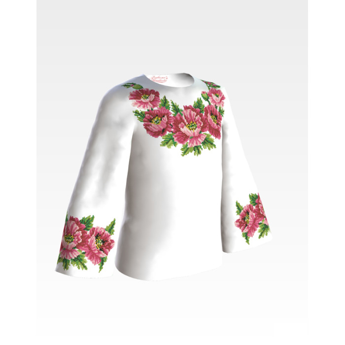 БД015пБ40нн Барвиста вишиванка Заготовка для вишивки - Блузка для дівчинки 11-12 років, габардин, білий