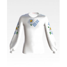 БД020дБ36нн Блузка дитяча (для дівчинки), домоткане полотно, біле, 8-10 років. Барвиста вишиванка. Заготовка для вишивки бісером