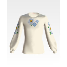 БД020шМ36нн Барвиста вишиванка Заготовка для вишивки - Блузка для дівчинки 8-10 років, шовк, бежевий