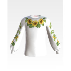 БД021шБ34нн Барвиста вишиванка Заготовка для вишивки - Блузка для дівчинки 4-7 років, шовк, білий