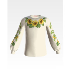 БД021шМ34нн Барвиста вишиванка Заготовка для вишивки - Блузка для дівчинки 4-7 років, шовк, бежевий